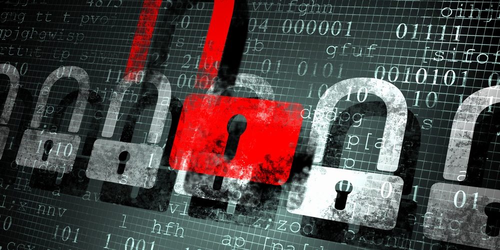 Security concept Lock on digital screen, illustration